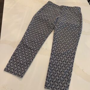 Banana Republic Navy and White Patterned Cropped Pants